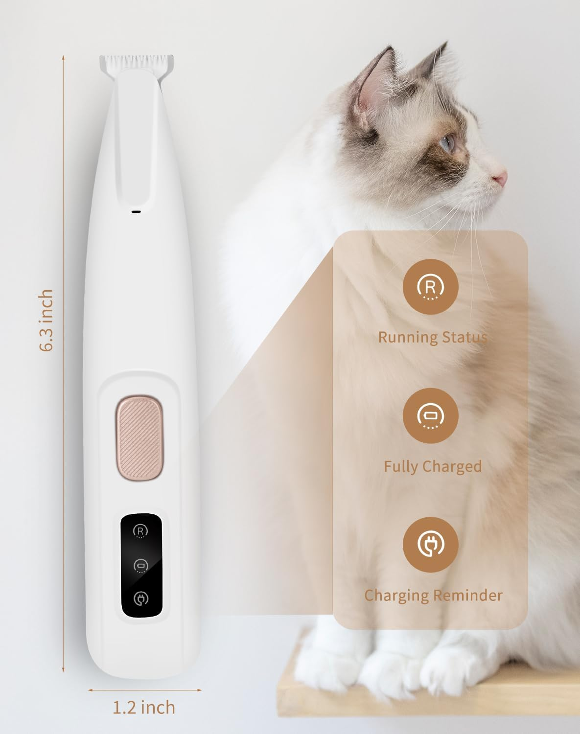 Saffory Paw Trimmer with LED Light, Ultra-Low Noise Saffory Dog Trimmer Grooming Kit with Replacement Blades, Waterproof Rechargeable Pet Hair Clippers for Small Dogs Cats Paws, Eyes, Ears, Face, Rump image number 1