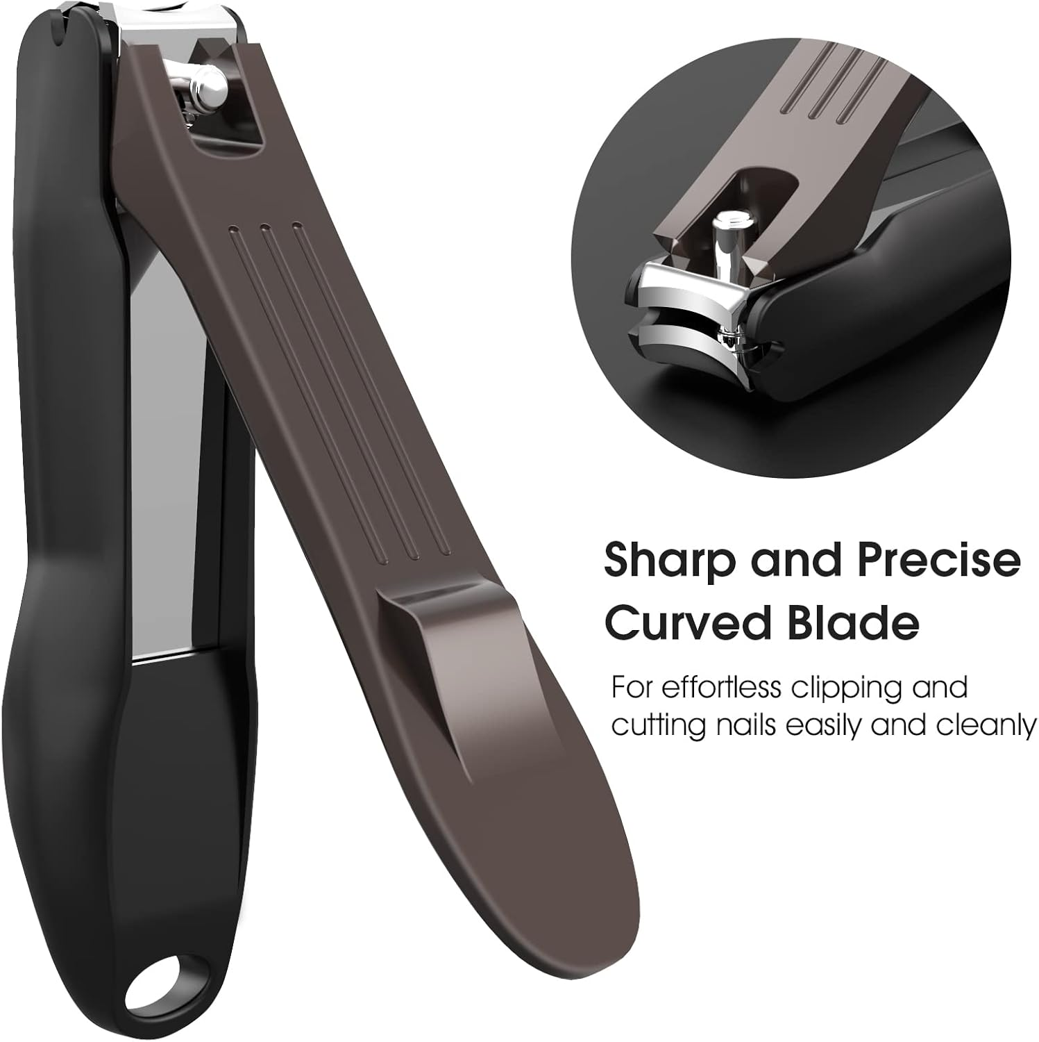 GLAMFIELDS Nail Clipper Set with Catcher and File, Stainless Steel Nail Cutter Fingernail Toenail Clippers Nail Trimmer Set for Men and Women, Packed with Leather Case, Silver image number 5