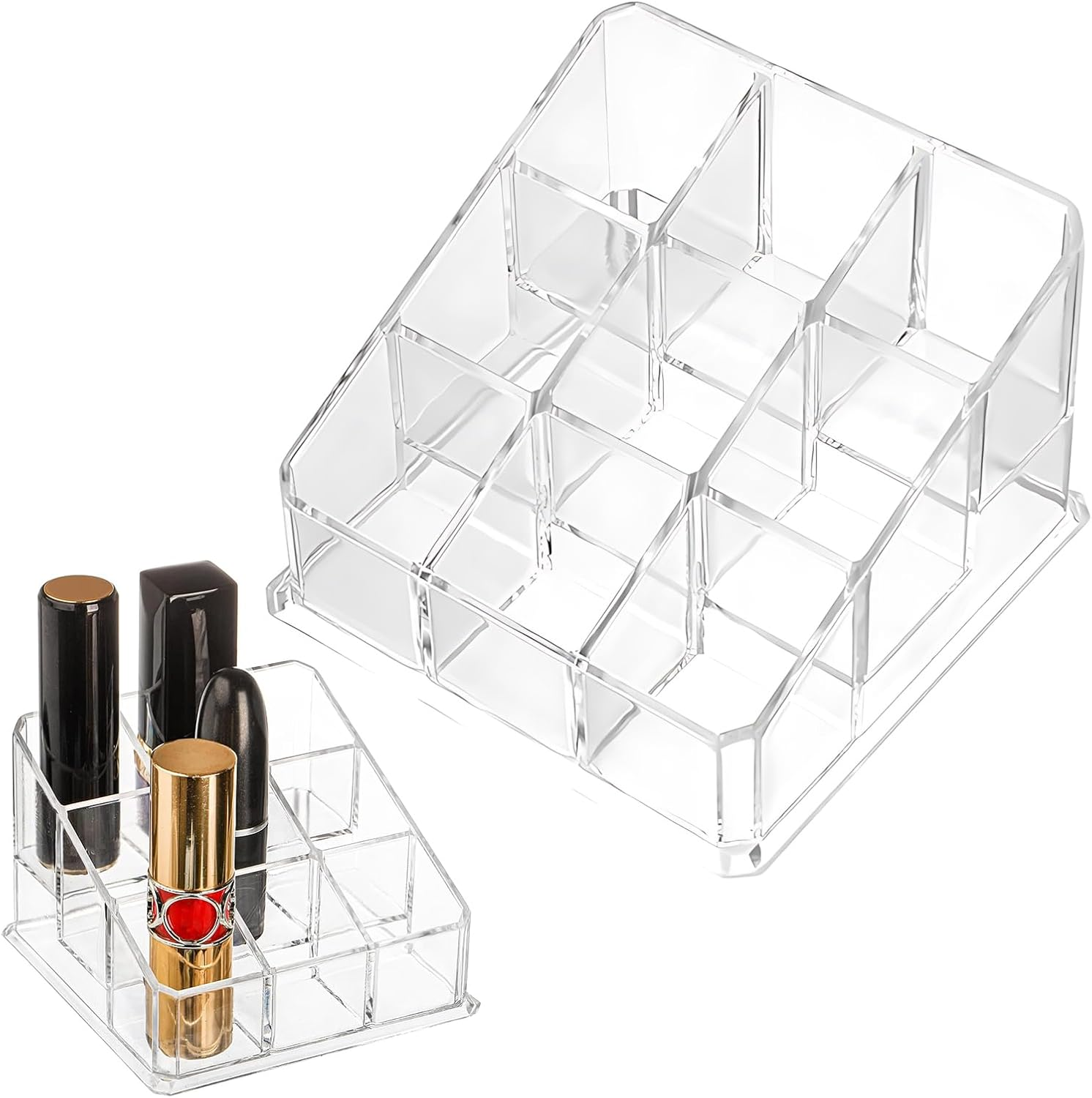 Kzvsiy 1-Pack 9-Slot Acrylic Nail Polish & Lipstick Organizer, Clear Cosmetic Storage Stand, Small Beauty Makeup Display Case for Lip Gloss, Lipstick, Nail Polish, and More image number 5