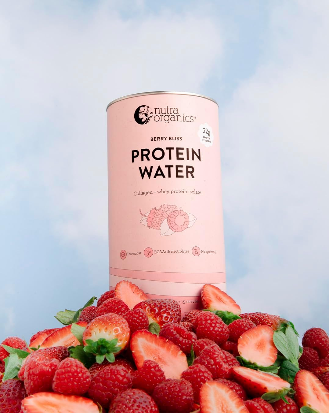 Nutra Organics Protein Water Mixed Berry 450G | Hydrating Protein & Collagen Boost for Energy, Recovery and Lean Muscle (15 Serves) image number 3