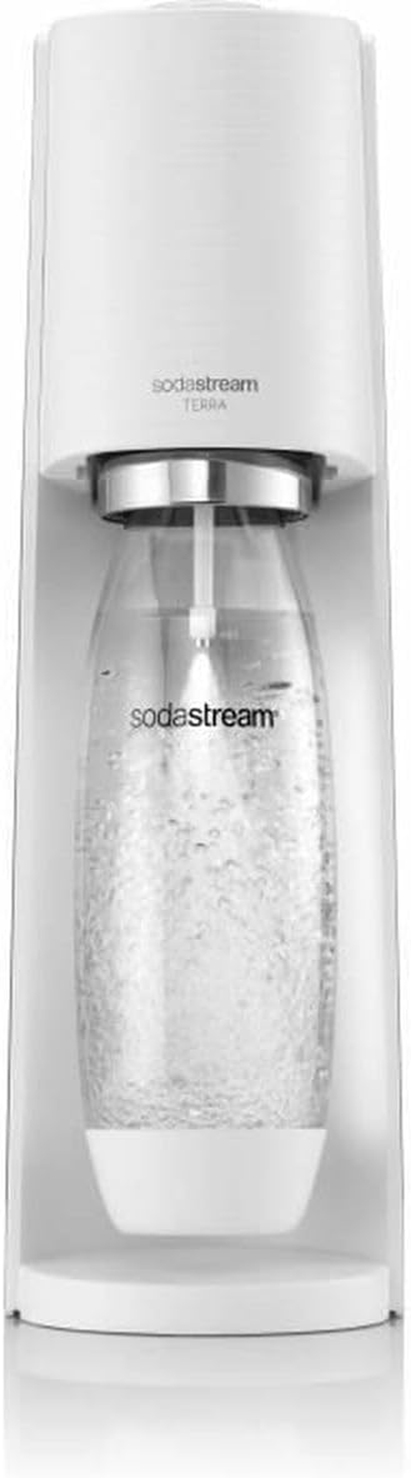 Sodastream Terra Value Pack Sparkling Water Maker with 2 X 1 L Dishwasher Safe Cast Bottles and 1 X Quick Connect CO2 Cylinder for Making up to 60 L of Sparkling Water, White image number 3