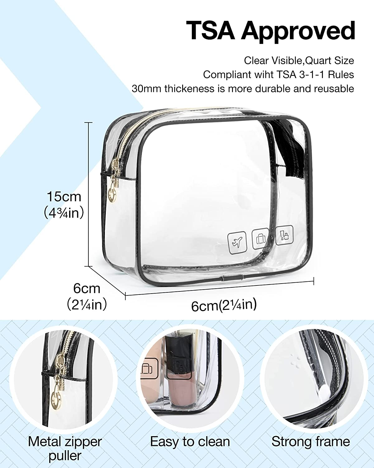 BAGSMART Toiletry Bag Hanging Travel Makeup Organizer with TSA Approved Transparent Cosmetic Bag Makeup Bag for Full Sized Toiletries, Black, Large, Travel image number 4