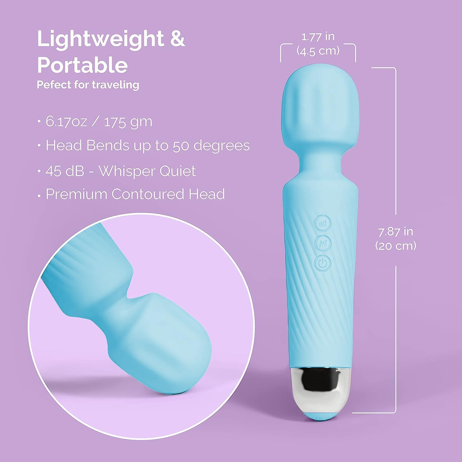 Women Vibrator,Adult Sex Toy Wand, G Spot Dildo, Clit Vibrator, Sex Vibrators,Clitoris Stimulation,With 8 Speeds & 20 Patterns, Quiet,Fully Waterproof,Vibrating Wand for Her Pleasure (Blue) image number 2