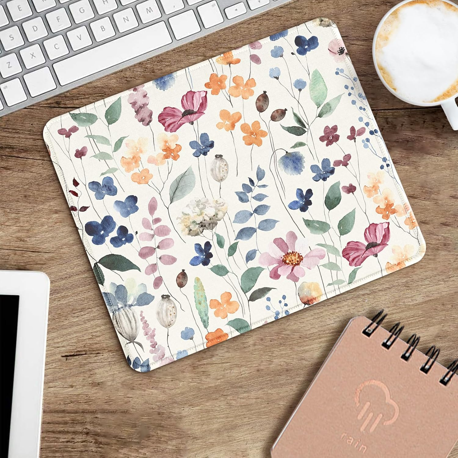 Ksriylm Mouse Pad,Cute Colorful Flowers Mouse Pad,Mouse Mat Square Waterproof Mouse Pad Non-Slip Rubber Base Mouse Pads for Office Laptop, 9.5"X7.8"X0.12" Inch image number 5