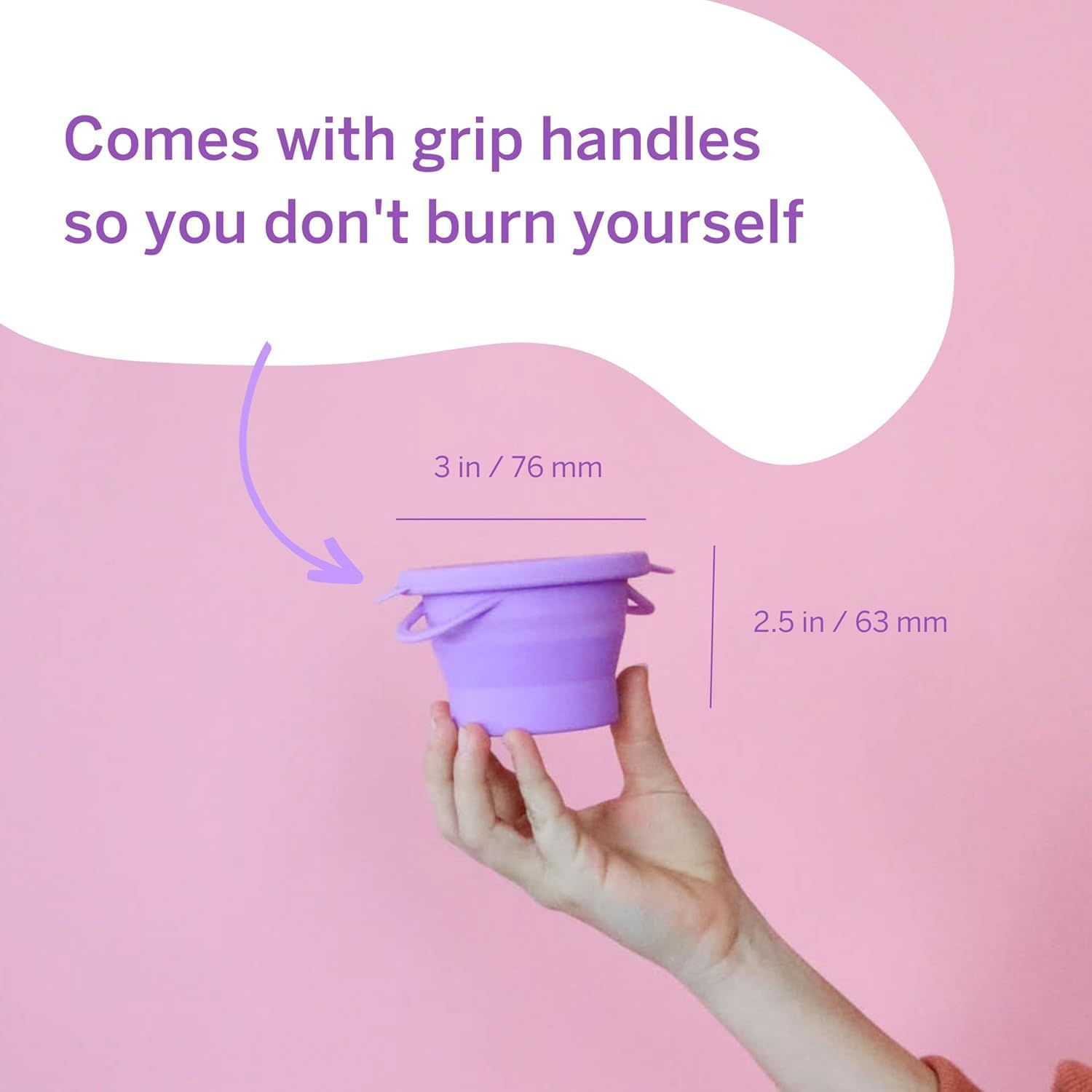 Pixie&rsquo;S Public Restroom Menstrual Cup Wash Case 8Oz - Collapsible Cleaner Container to Clean Your Menstrual Disc & Period Cup - Microwavable Friendly - Foldable for Travel - Sterilizer Case Holder