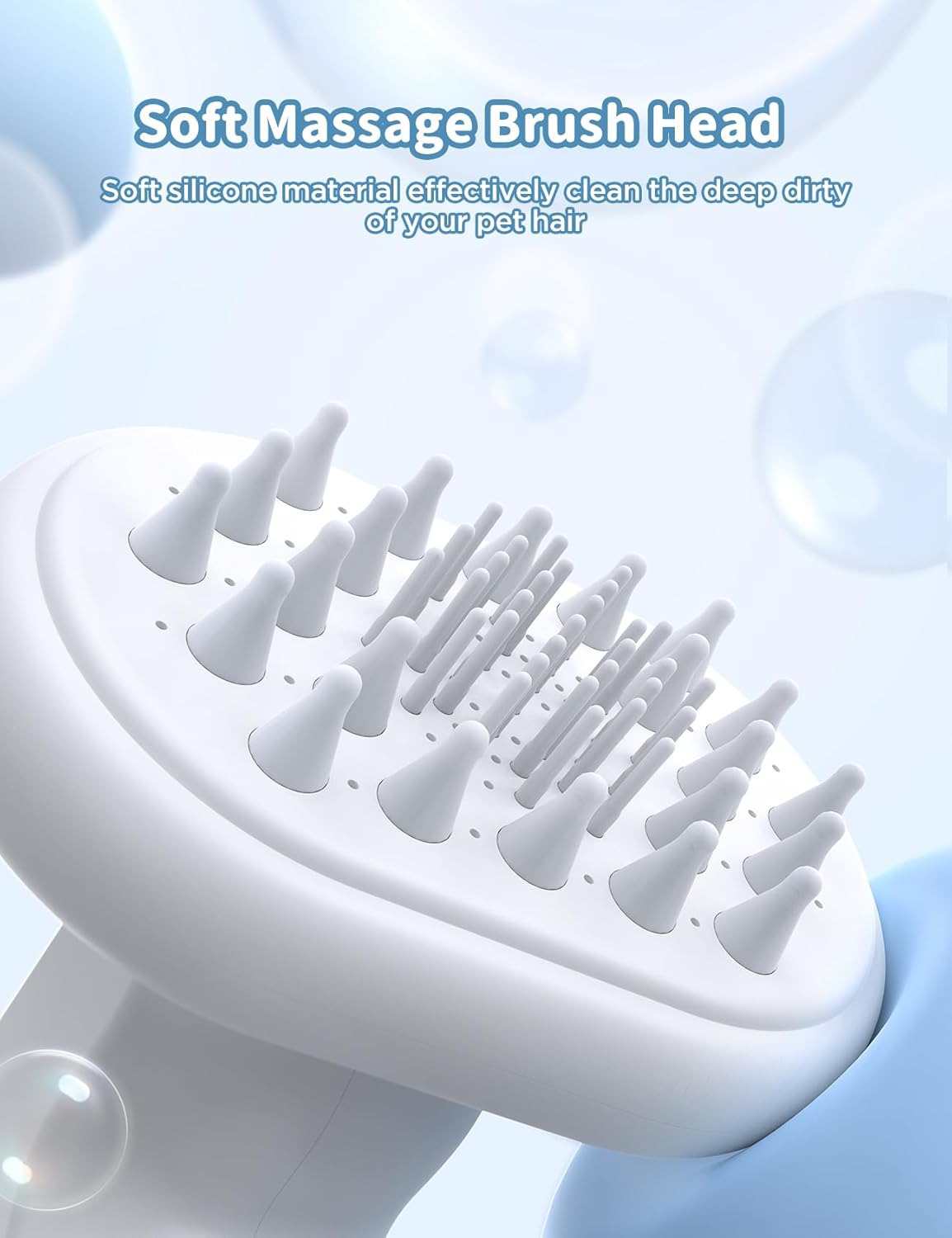 FEELNEEDY Automatic Foaming Soap Dog Bath Brush, Foaming Dispenser with Soft Silicone Massage Dog Shampoo Brush, One-Click Deep Cleaning Dog Washing Brush for Short and Long Haired Pet, White image number 3