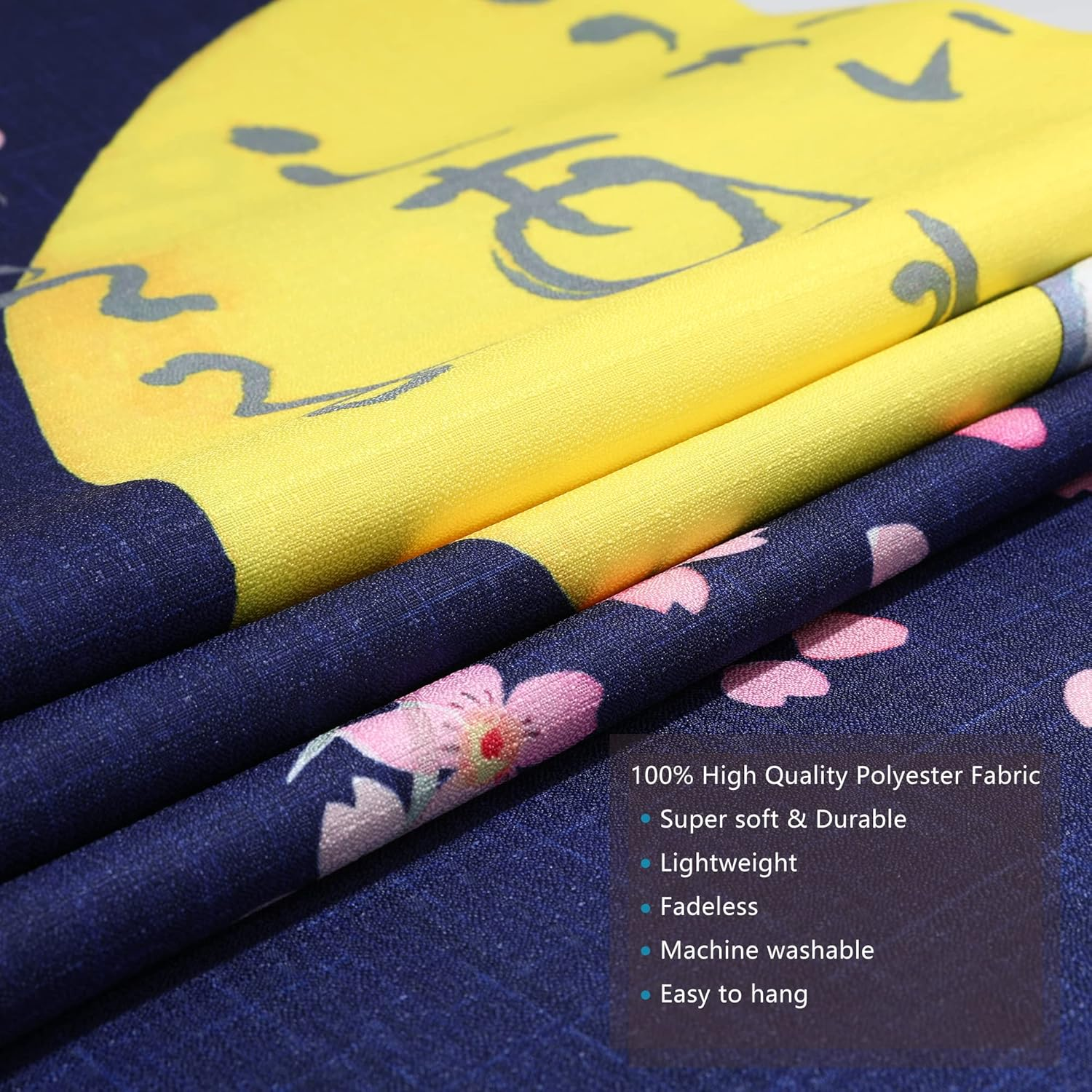 Rloncomix Japanese Noren Long Doorway Curtain Cherry Blossoms and Owls under the Moon Door Curtain Tapestry for Home Kitchen Decoration 33 X 59 Inch, Navy image number 1