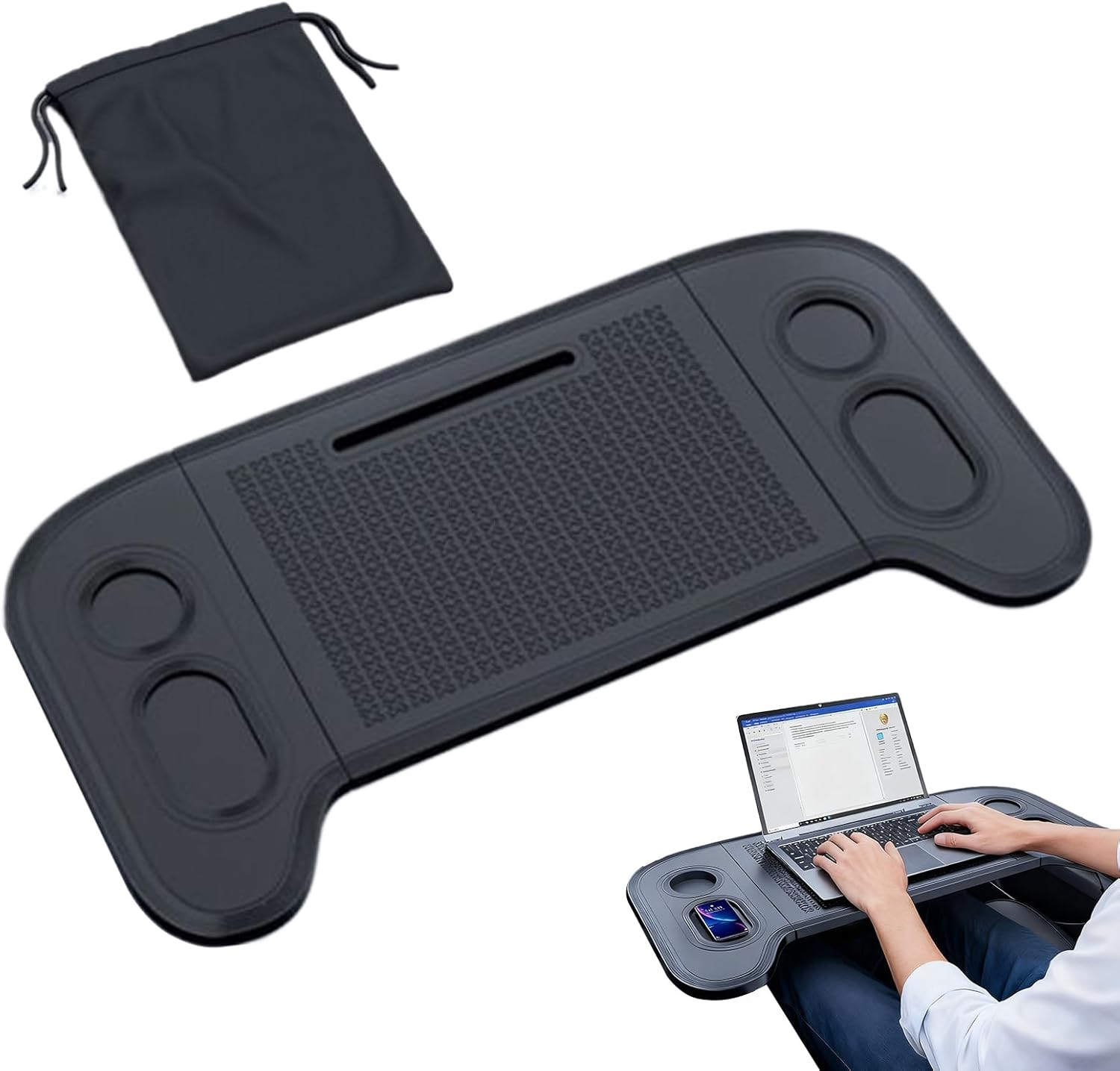 Food Tray for Car,Foldable Laptop Cup Tray,Food Desk Work Stand - for Camping Meeting Work Eating Travel Truck Van Snack Cup Computer Laptop Road Trip image number 5