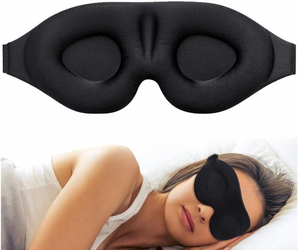 Jindizi Sleep Eye Mask for Men Women, 3D Contoured Cup Sleeping Mask, Concave Molded Night Sleep Mask, Blindfold Soft Memory Foam Molded Eye Shade Cove for Travel Yoga Nap, Black image number 1