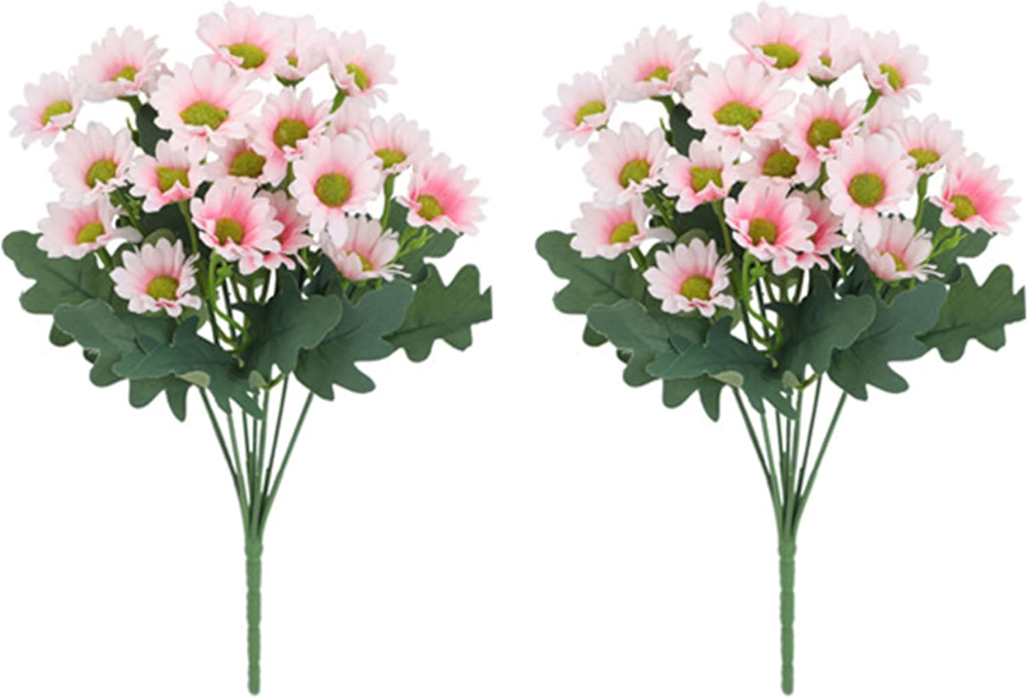 AU020-2 Plastic Material Pink Fake Small Size Chrysanthemums Flower,2 Pcs Faux Floral for Indoor Outdoor Home Kitchen Office Wedding D&eacute;cor,30Cm(11.8")