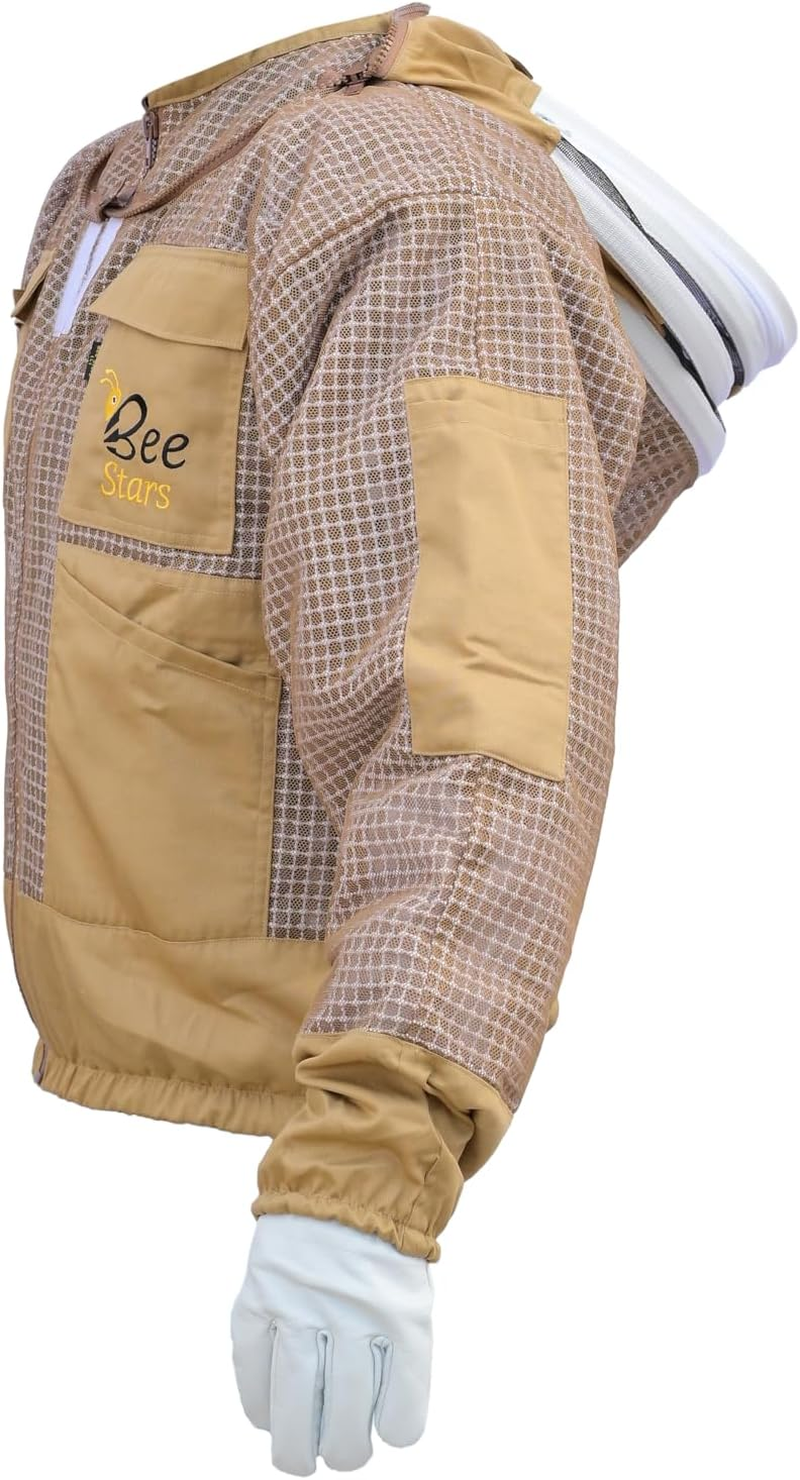3 Layer Bee Jacket with Fencing Veil and One Pair Gloves Ventilated Sting Proof Beekeeping Jacket for Beekeepers image number 6