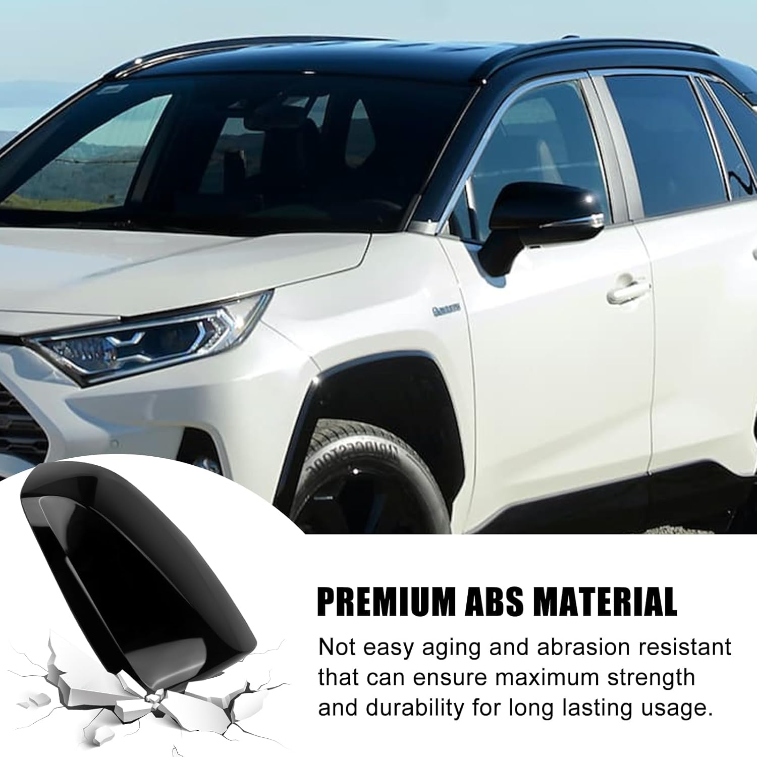 Glossy Black Direct Replacement Mirror Cover for 2019-2025 Toyota RAV4 XLE XSE and Limited Hybrid with Turn Signal Light Model, Directly Replace Style, Not Sticker Style image number 3
