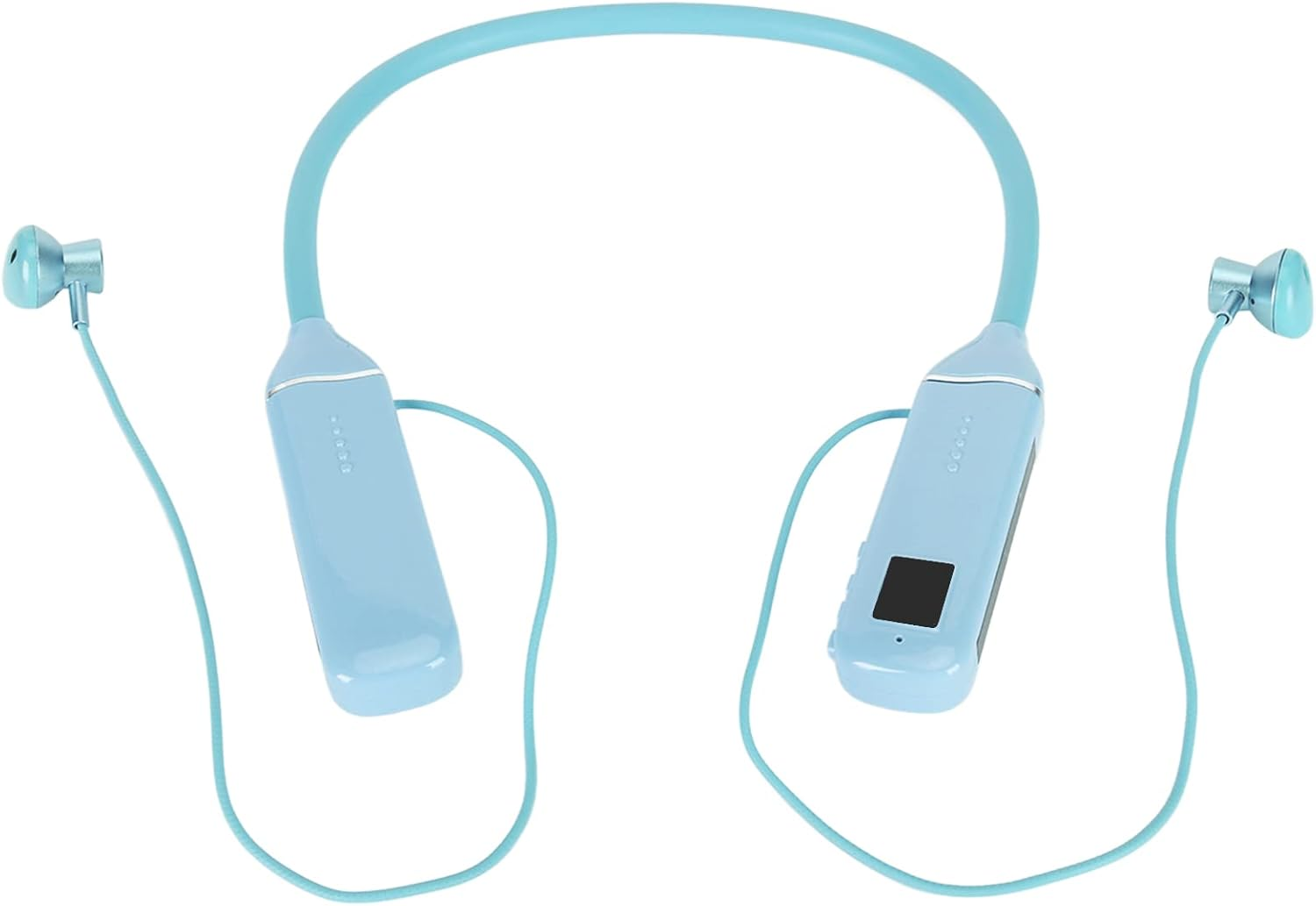 POENVFPO Neckband Headphones, RGB Backlight, Long Standby Time, Memory Card Playback, Wireless Headphones for Music Fans (Blue) - Blue image number 4