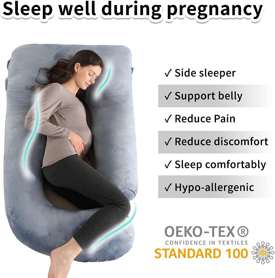 Wndy'S Dream Pregnancy Pillow J Shaped Full Body Pillow with Velvet Cover, 60 Inches Maternity Pillow for Pregnant Women Back, Legs and Belly Support image number 5