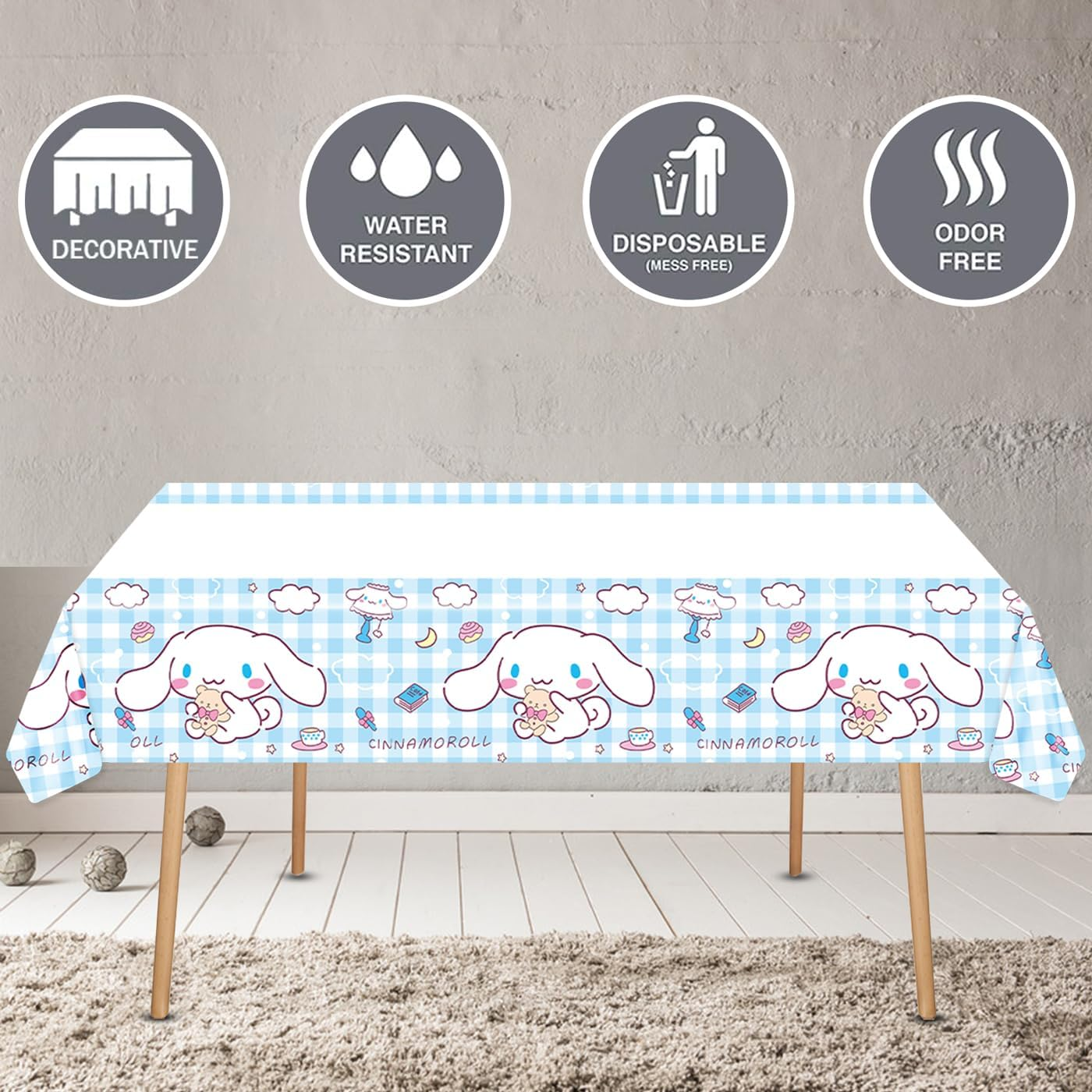 Cinnamoroll Birthday Decorations, 20 Plates, 20 Napkins and 1 Tablecover for Boys Girls Party Supplies image number 3