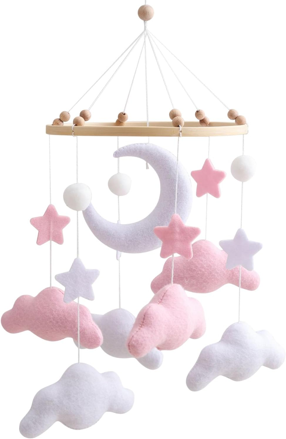 Baby Stroller Toy | Cloud Mobile Bassinet Toys | Felt Soothing Decoration Game for Nursing Room Boys Children Bedside Son Girls Kids Daughter image number 4