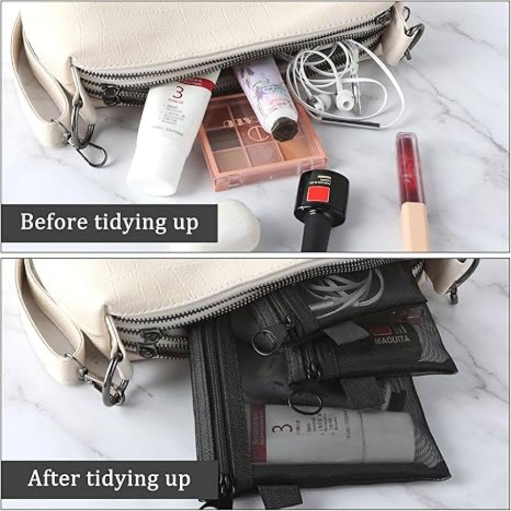 Mesh Zipper Pouch Bags 3 Pcs,Mesh Makeup Bag Cosmetic Pouches Waterproof Travel Organizer Bags for Women Toiletries Purse Office Home Organization Pouches