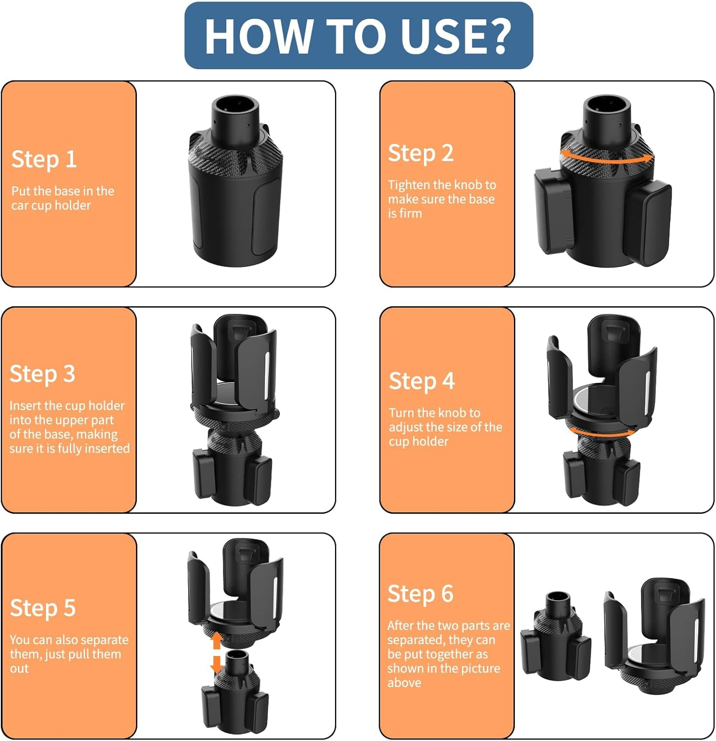 Car Cup Holder, 1 Pcs Car Cup Holder Coaster, Car Cup Holder Expander Organiser Adjustable Base Water Cup Car Accessories for Bottle Drink Holder, Hold Most Bottles and Large Cups image number 5