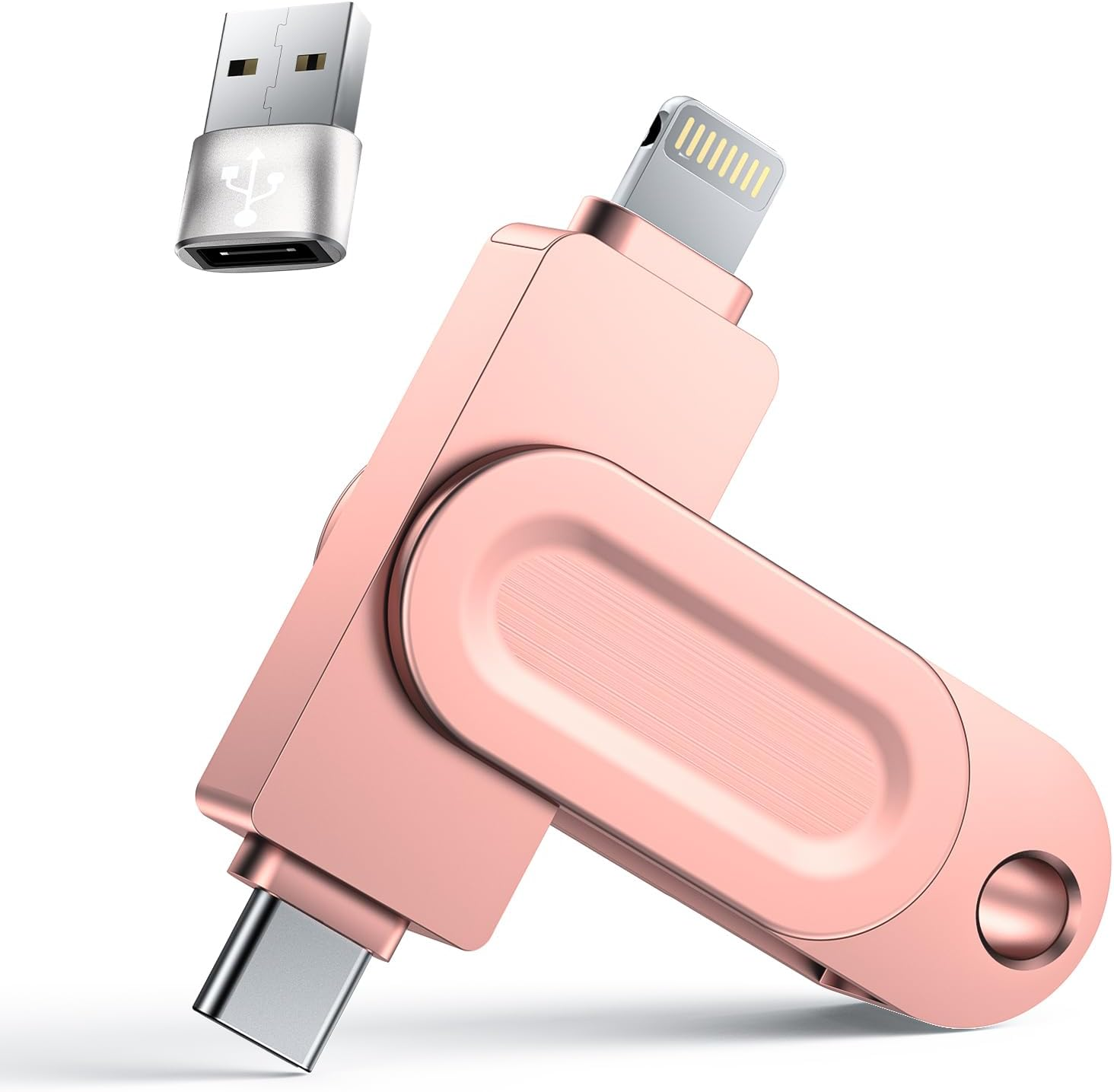 Mfi Certified Iphone Flash Drive,512Gb Iphone Photo Stick,3 in 1 Flash Drive for Iphone,Usb Memory Stick for Backup,Iphone USB Drive Compatible with Iphone,Ipad,Android,Pc,More Devices(Pink)