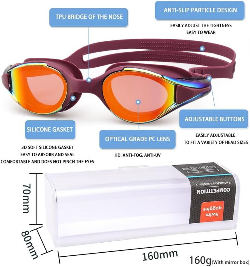 Anti Fog Swim Goggles for Men, Women & Teenagers - Comfortable, Leakproof, UV Protection, Adjustable Swim Goggles for Adults, Ideal for Swimming, Diving, and Water Sports image number 1