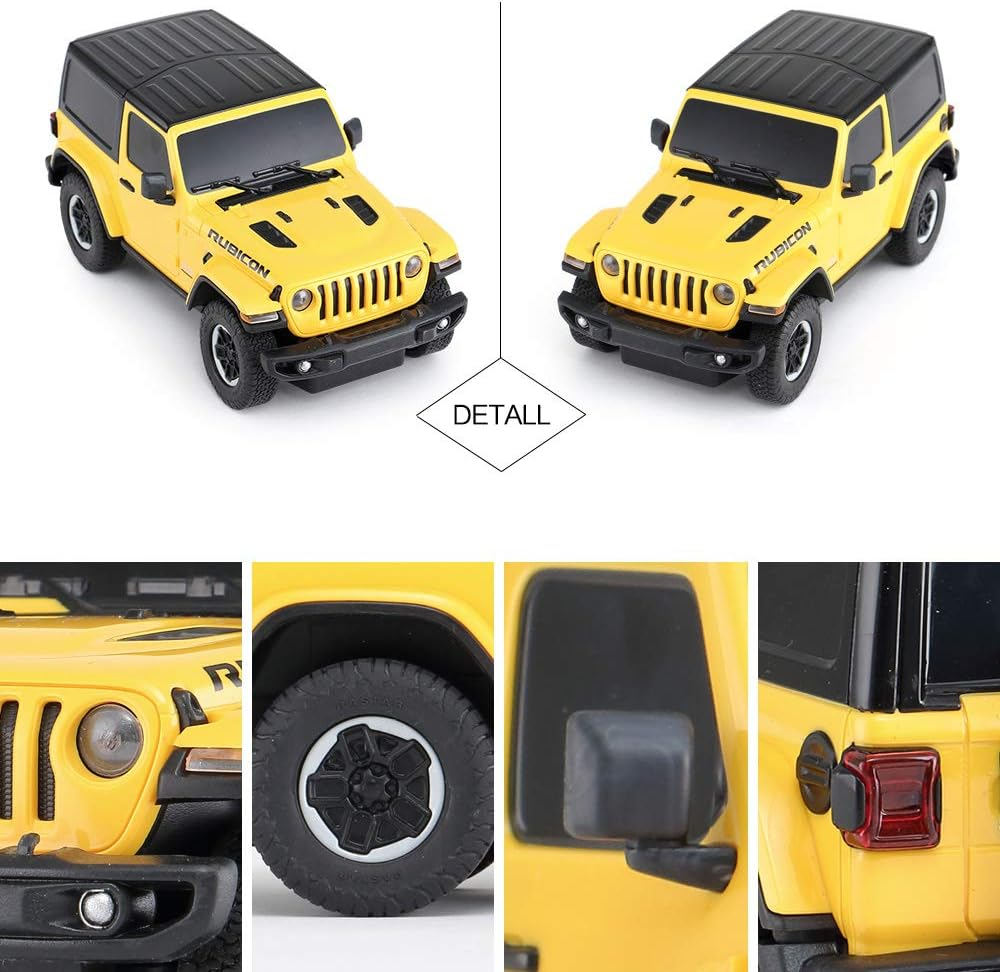 Jeep Wrangler Toy, Rastar 1/24 Scale Jeep Wrangler JL Remote Control RC Car, Jeep Rubicon Model Vehicle for Kids, Yellow image number 1