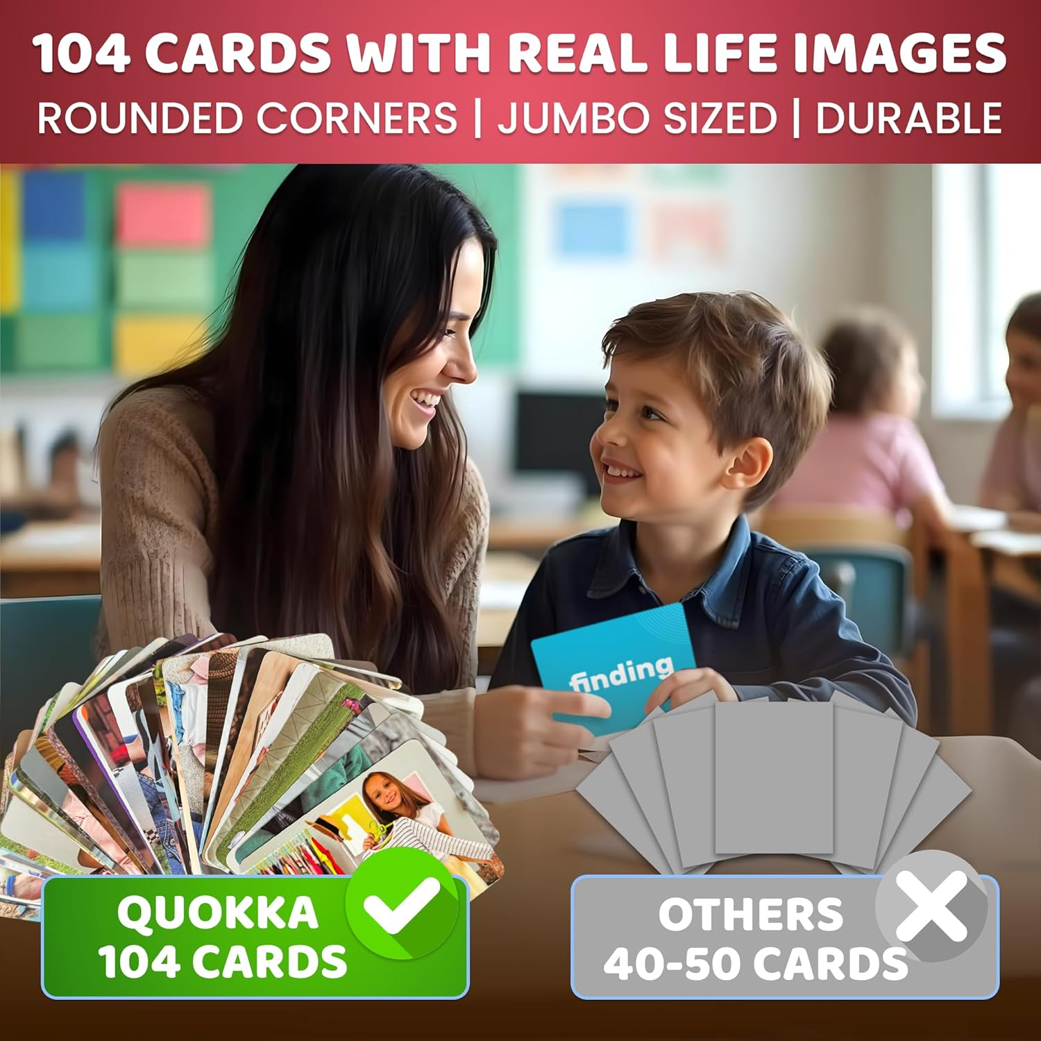 QUOKKA 104 Action Verbs Flash Cards for Speech Therapy Materials ESL Teaching &ndash; Educational Vocabulary Builder with Realistic Images for Kids Adults &ndash; Picture Cards for Speech and Cognitive Learning image number 5