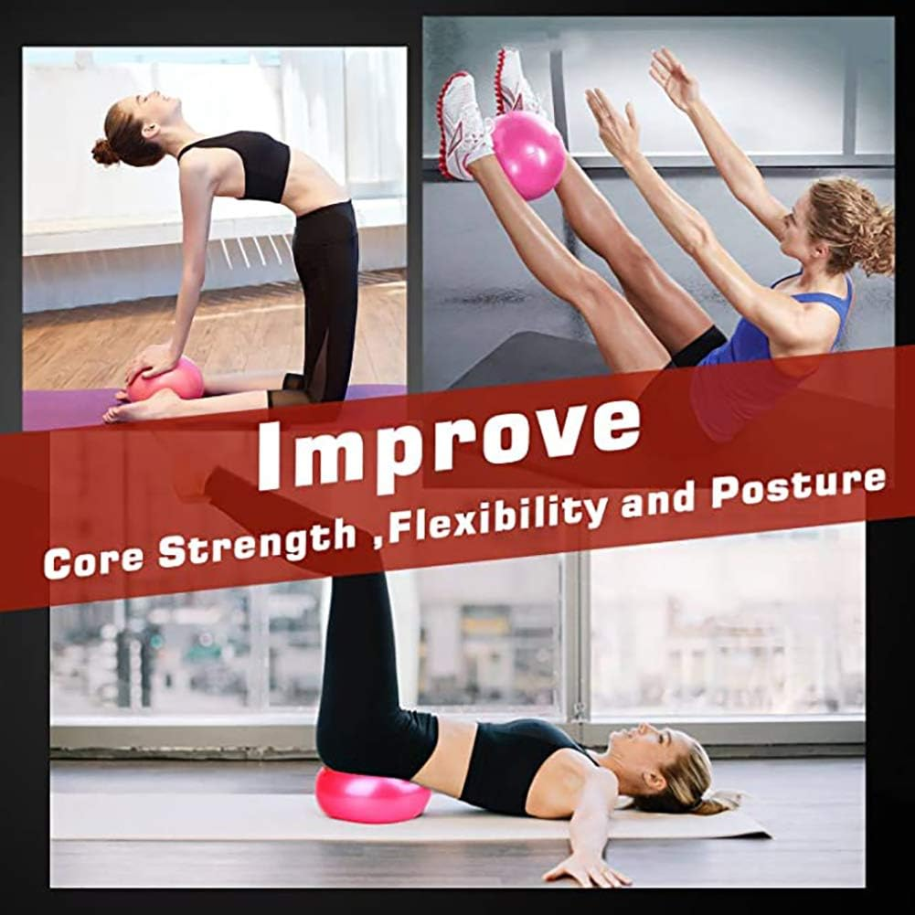 MOMPLUS 6 Inch Exercise Pilates Mini Yoga Balls Barre Small Bender for Home Stability Squishy Training Physical Therapy Improves Balance with Pump - Blue image number 7