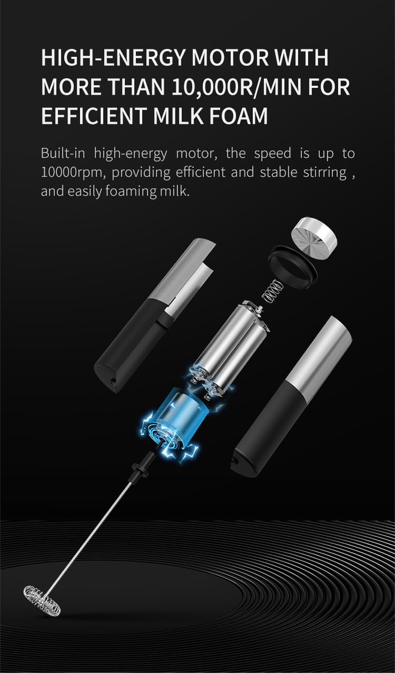 Milk Foam Electric Whisk, Milk Electric Frother Handheld, Milk Foamer Electric Mini Drink Mixer for Coffee, Cappuccino, Frappe, Matcha, Hot Chocolate Latte (Batteries Not Included) image number 3