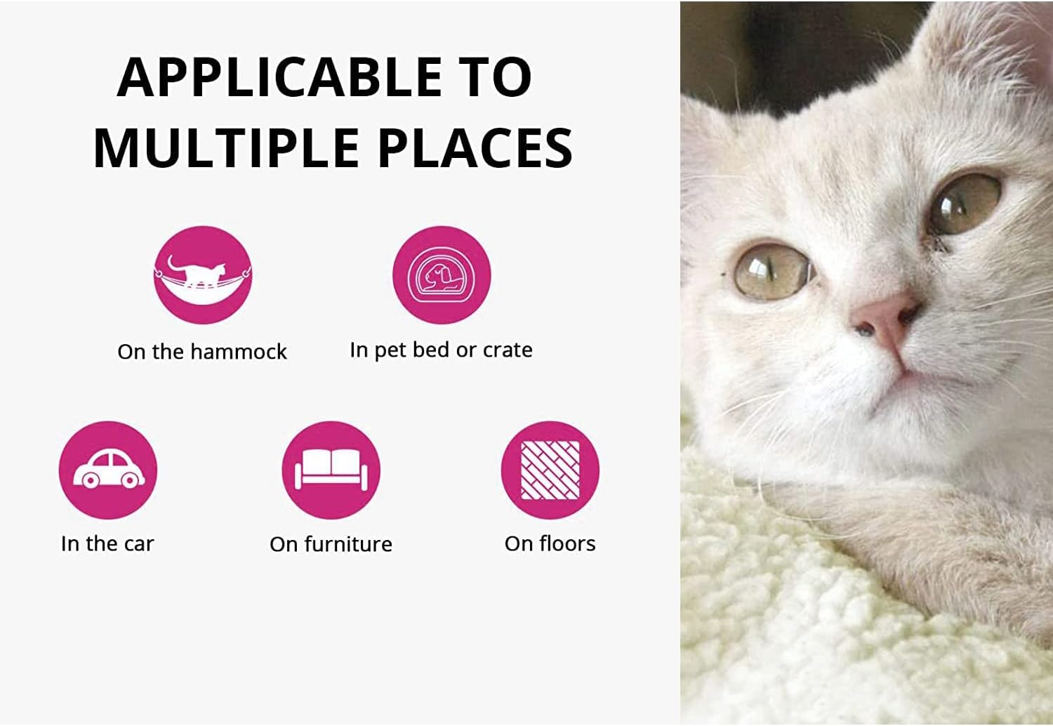 SUOXU Cat Bed Self Heating Cat Cushion Pet Pad Blanket No Electric Self Warming,Plush Cat Sleeping Heated Bed Non Slip Machine Washable Warm Mat for Indoor Outdoor Cats,Dogs,Rabbits 60X45Cm (White)