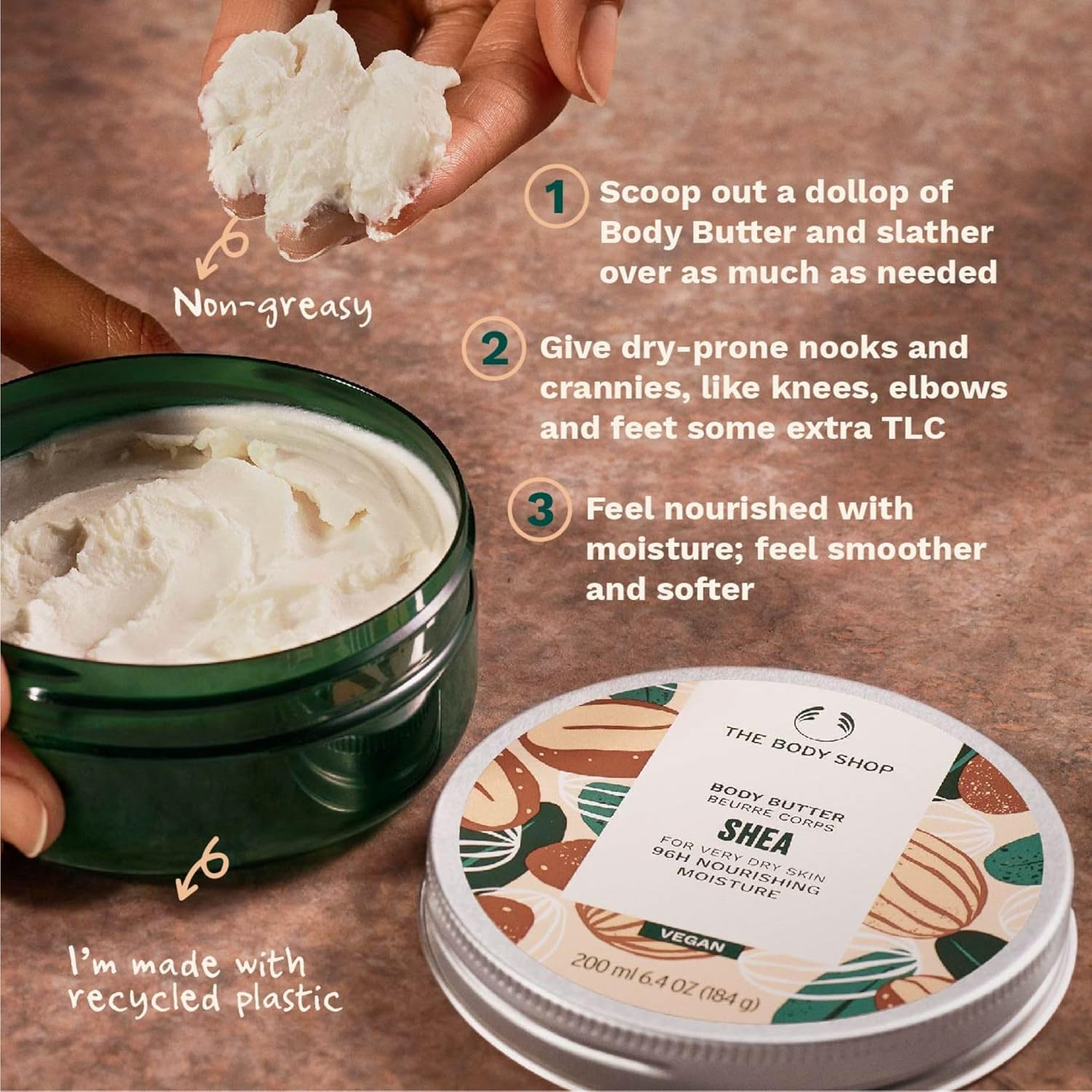 The Body Shop Shea Body Butter &ndash; Hydrating & Moisturizing Skincare for Very Dry Skin &ndash; Vegan &ndash; 6.4 Oz image number 5