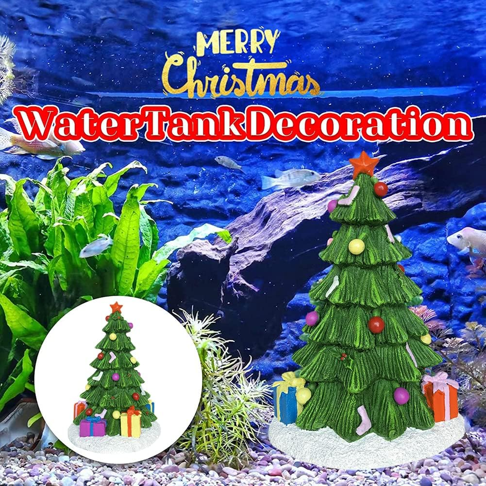 SLOCME Aquarium Christmas Tree Decorations - Fish Tank Christmas Tree Statue Holiday Decoration for Aquarium Betta Fish image number 3