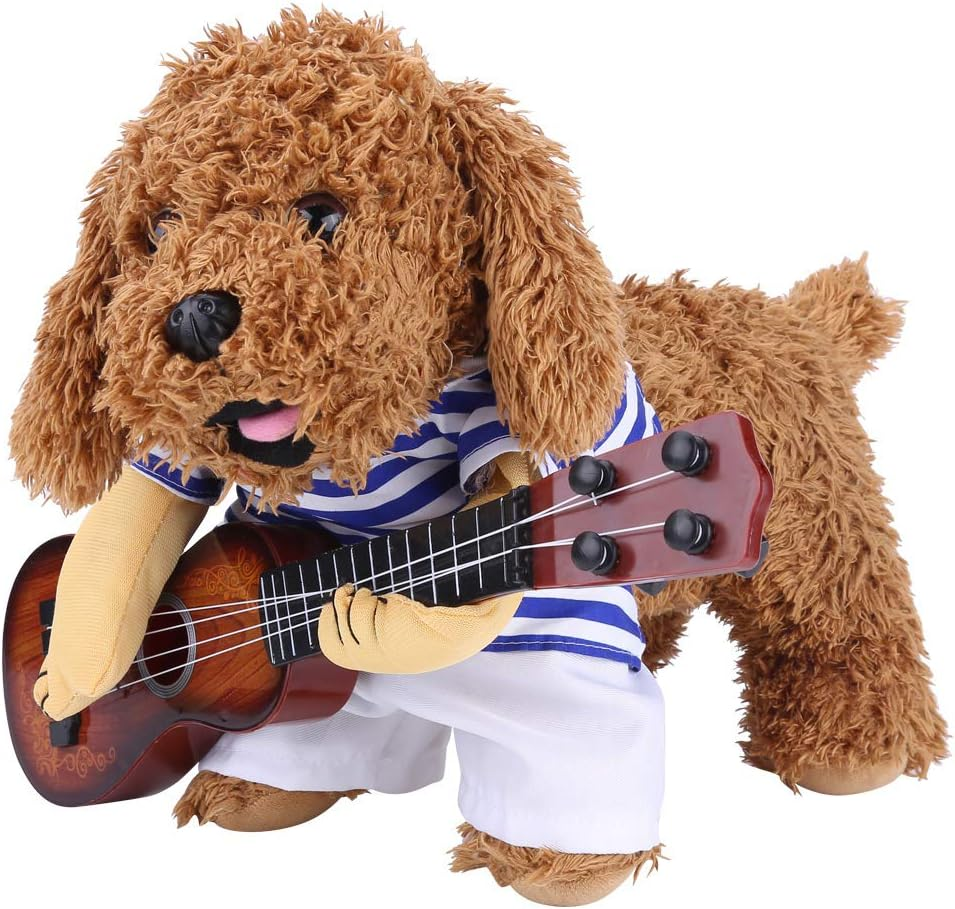 EVTSCAN Pet Guitar Costume, Funny Pets Dog Cat Clothes Guitar Player Dress, Puppy Halloween Christmas Party Costume(M-服装) image number 3