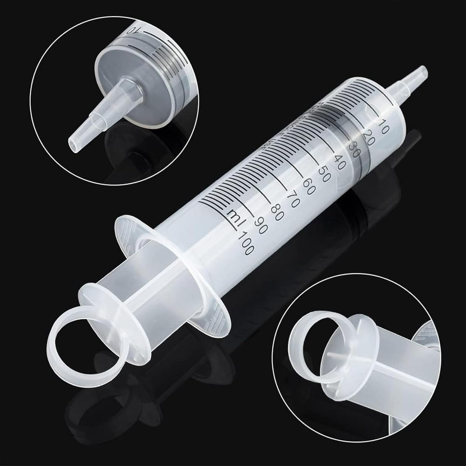 Large Syringe 100ML Plastic Syringes with Tubing Reusable Measuring Syringe Sterile and Individual Sealed, Measurement for Scientific Labs,Garden Syringes for Liquid,Feed Pets,Oil Filtration (2PCS) image number 1