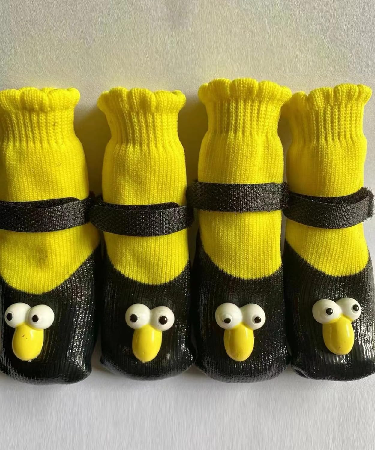 Dog Shoes, Dog Socks, Shoes, Anti-Slip, Small Dogs, Medium Dogs, Cute, Stylish, Pet Shoes, Socks Shoes, Scratch Resistant, Set of 4, Cute Dog Socks Shoes (Yellow, M) image number 2