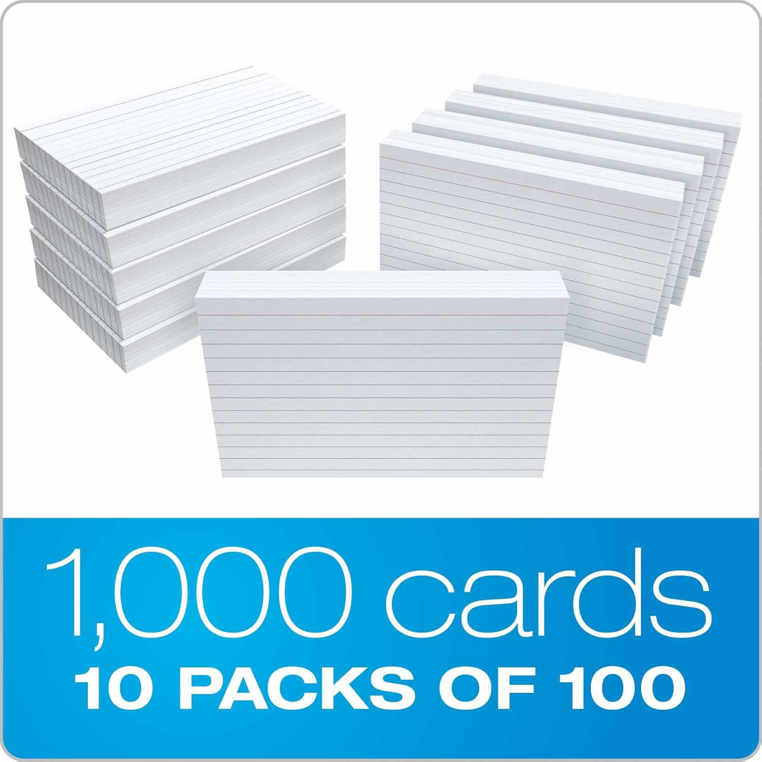 Oxford 41 (1000 PK) Ruled Index Cards, 4" X 6", White, 1,000 Cards (10 Packs of 100) (41) image number 3