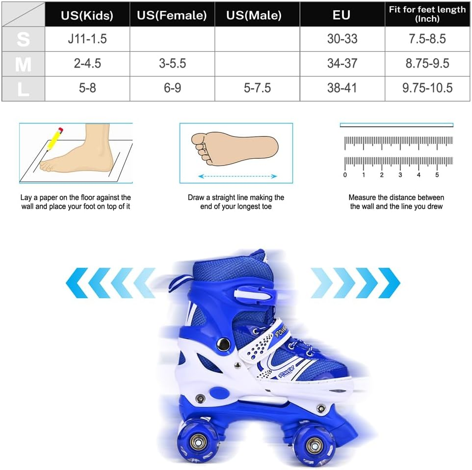 Adjustable Roller Skates for Girls and Kids - 4 Sizes with Light-Up Wheels, Fun Illuminating Pink Skates for Beginners image number 4