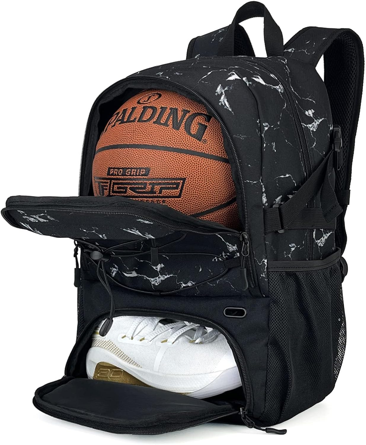 Basketball Backpack with Ball and Shoes Compartment Fit Volleyball, Soccer, Swim, Gym, Travel, and School, Large Capacity Sports Training Equipment Bags(Black)