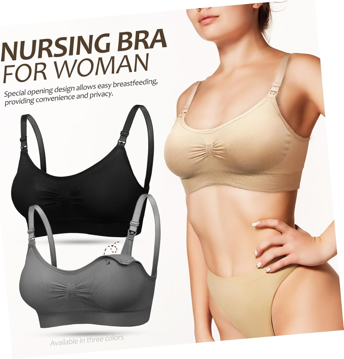 Baluue Nursing Bras for Breastfeeding Maternity Comfortable Moms Bras with Extenders Stylish Versatile Support for Nursing Moms Quick Release Clips for Easy Feeding image number 1