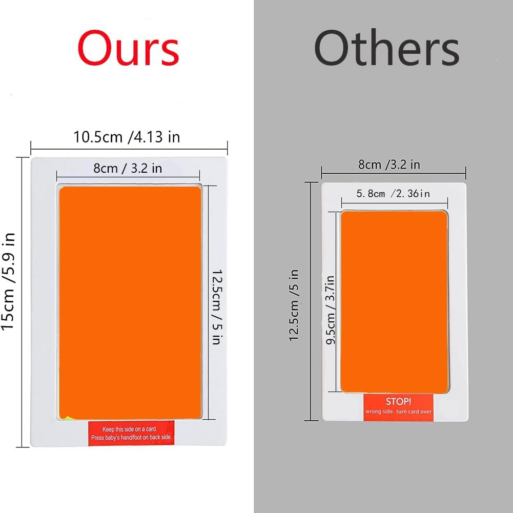 Lelonho 2 Pack Large Inkless Hand and Footprint Kit Clean Touch Ink Pad for Baby Pet Paw Print Kit (2 Orange Ink Pads,4 Imprint Cards)