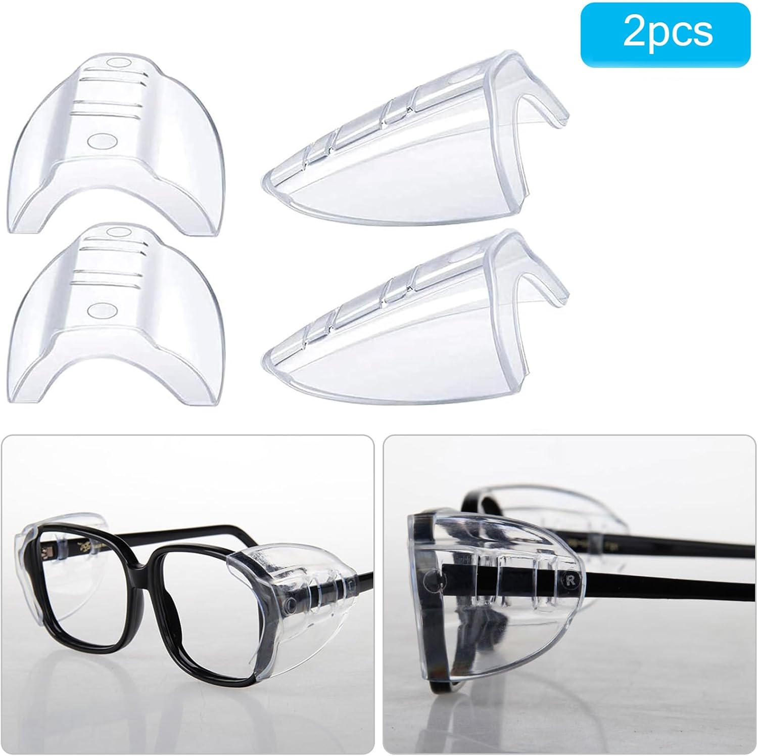 BNXF 2 Pairs Side Shields,Shields Slip on Clear Side Shields,Glasses Side Safety Protection,Safety Glasses Side Shields,Universal Side Shield Safety Glasses for Small to Medium Eyeglasses(Clear) image number 3