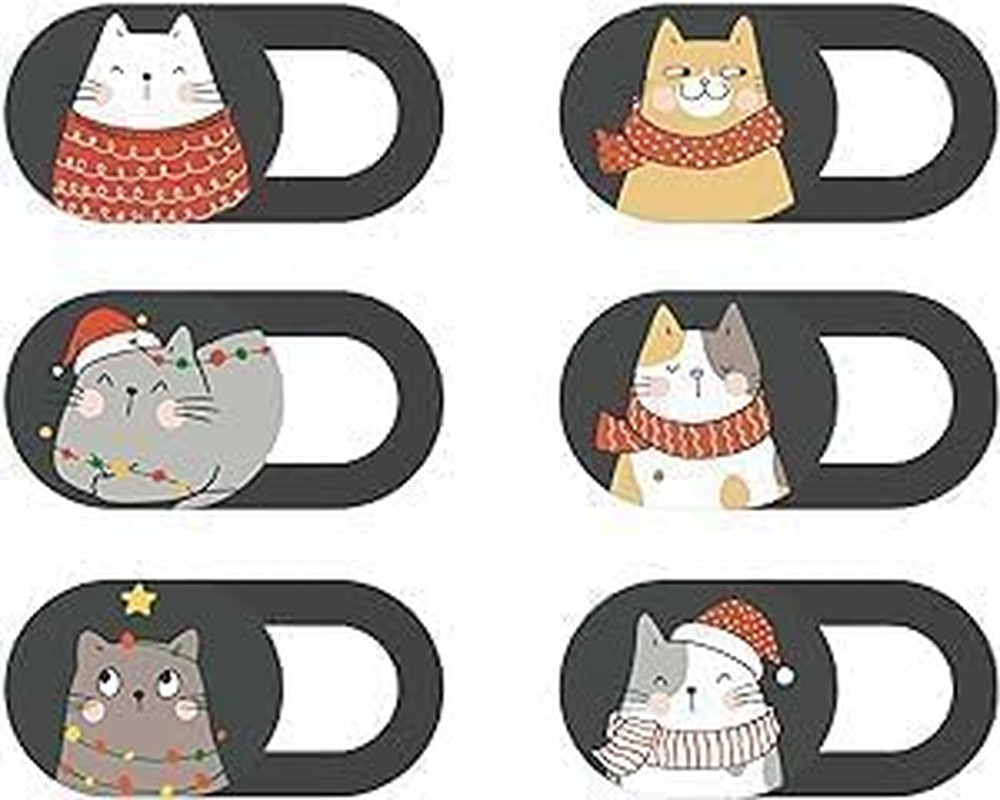 Mizi Webcam Privacy Cover Slide [6 Pack], Cute Camera Blocker Sticker, Protect Your Privacy and Security for Computer, Laptop, Tablets & Phones - Cat Xmas