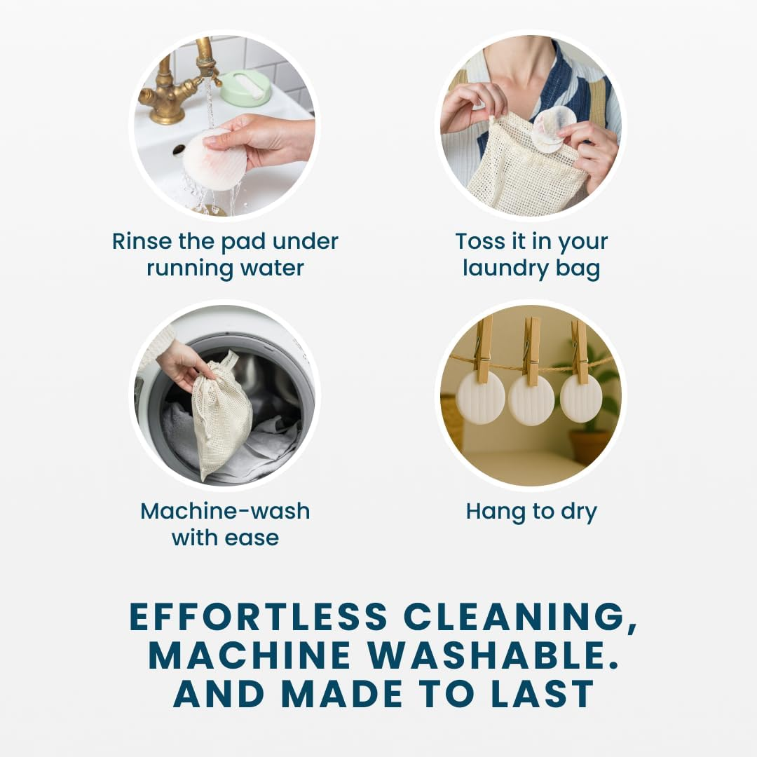 Lastround&reg; Sustainable Reusable Cotton Rounds for Facial Cleansing &ndash; Zero-Waste Eco-Friendly Makeup Remover Pads for All Skin Types with Travel Storage Case - Black image number 4