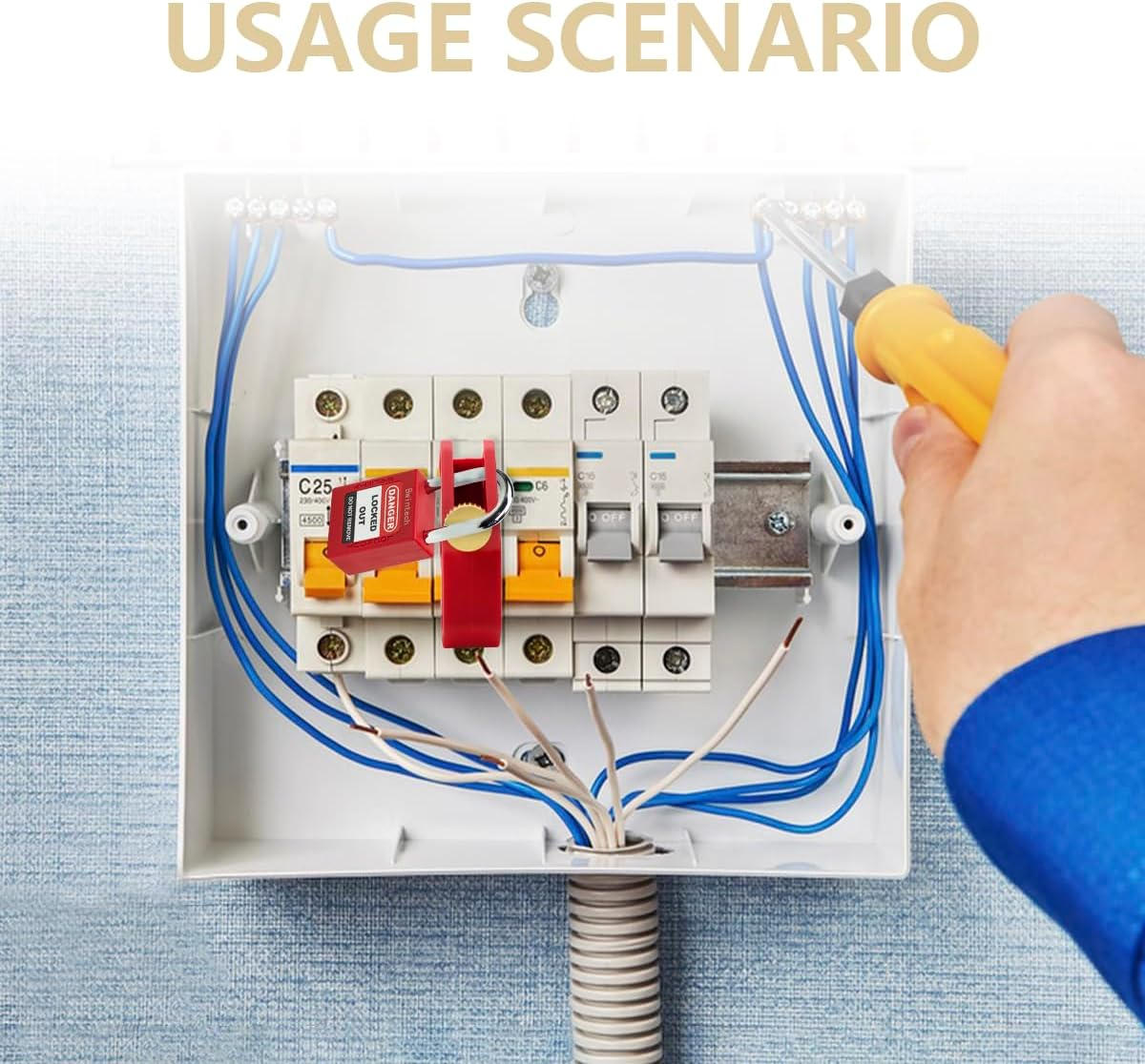 Bwintech 5 Piece 38MM Different Red Safety Padlock Set with Key with Circuit Breaker Safety Lock Padlock Loto Tag Safety Padlock Meets the Requirements of the Industrial Electrical Lockout Tagout Kit