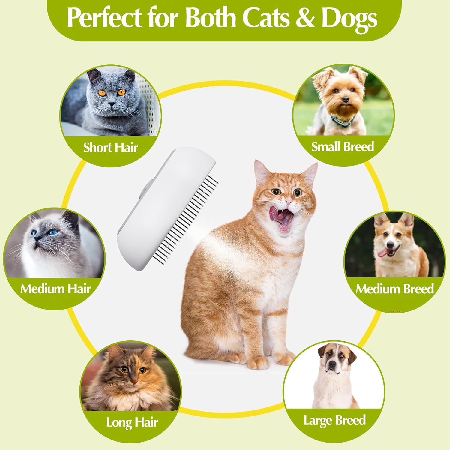 Cat Steam Brush for Shedding, 3-In-1 Rechargeable Steam Brush for Cats, Cat Brush with Steam for Long and Short Haired Cats, Cat Grooming Brush with Steam and One-Click Clean Button