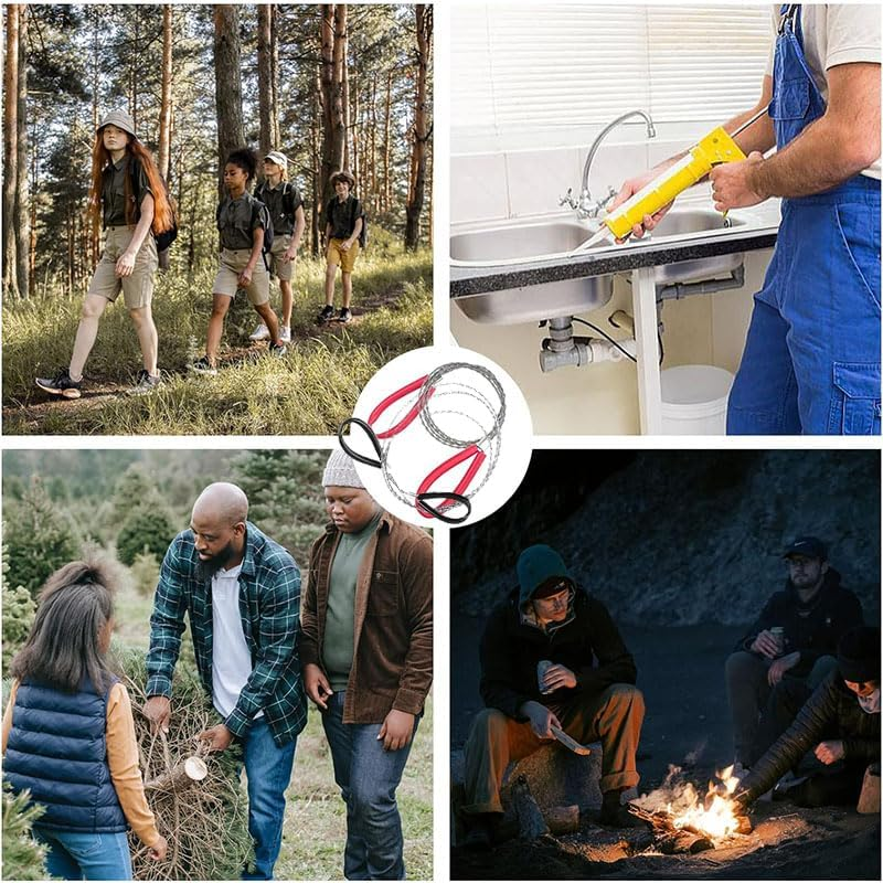 4Pcs Stainless Steel Wire Saw Emergency Saws,Pvc Pipe Cable Saw Stainless Steel Wire Saw Hand Pocket String Rope Saw, Cable Saw Metal Wire Saw Hand Pocket String Rope Saw PVC Pipe Cutting Tool image number 1