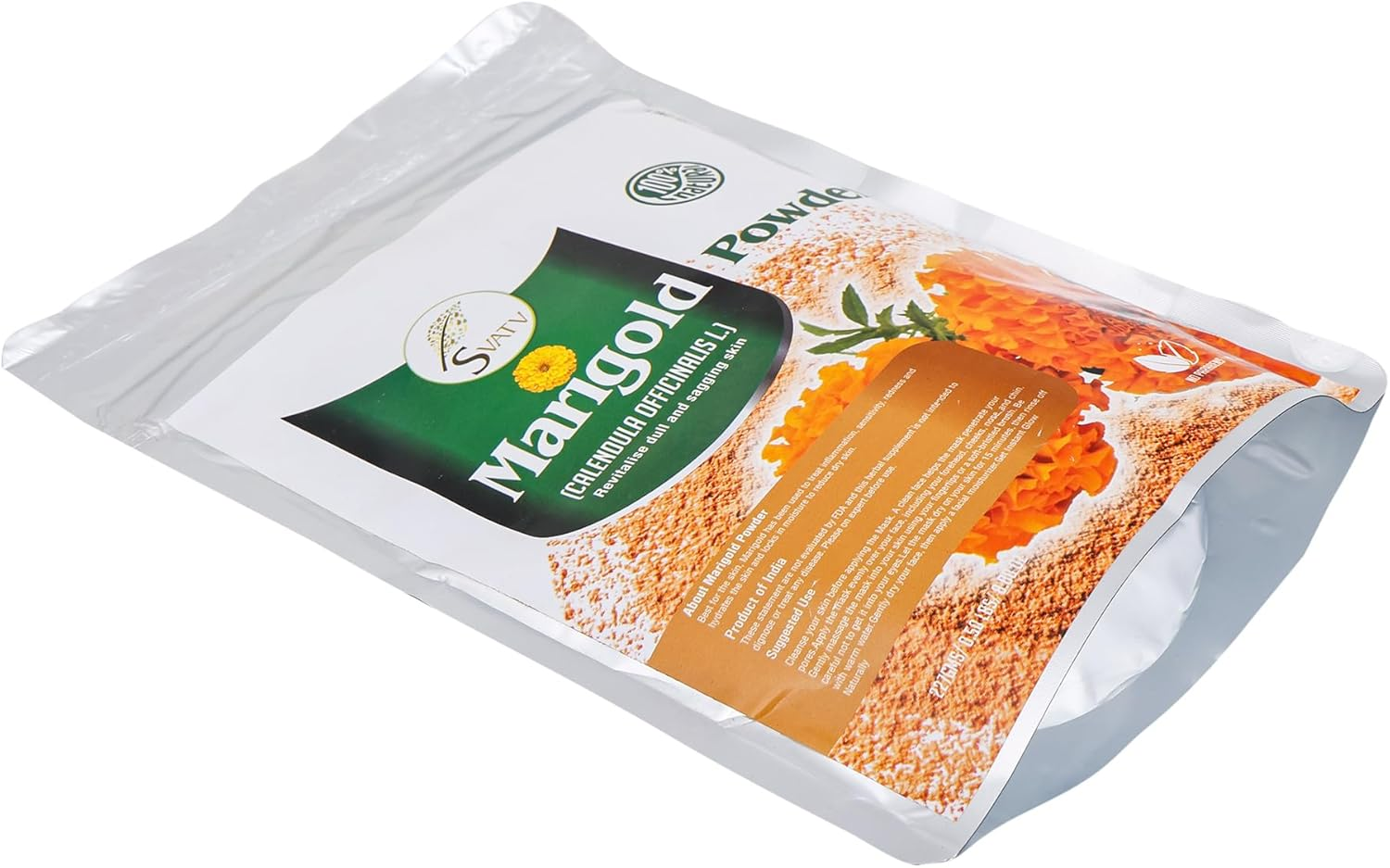 SVATV Marigold Powder | Calendula Powder | Skin Exfoliation | Relieves Skin Impurities | Tightens the Skin | Paraben & Sulfate Free - 227G, Half Pound, 8 Ounce image number 4