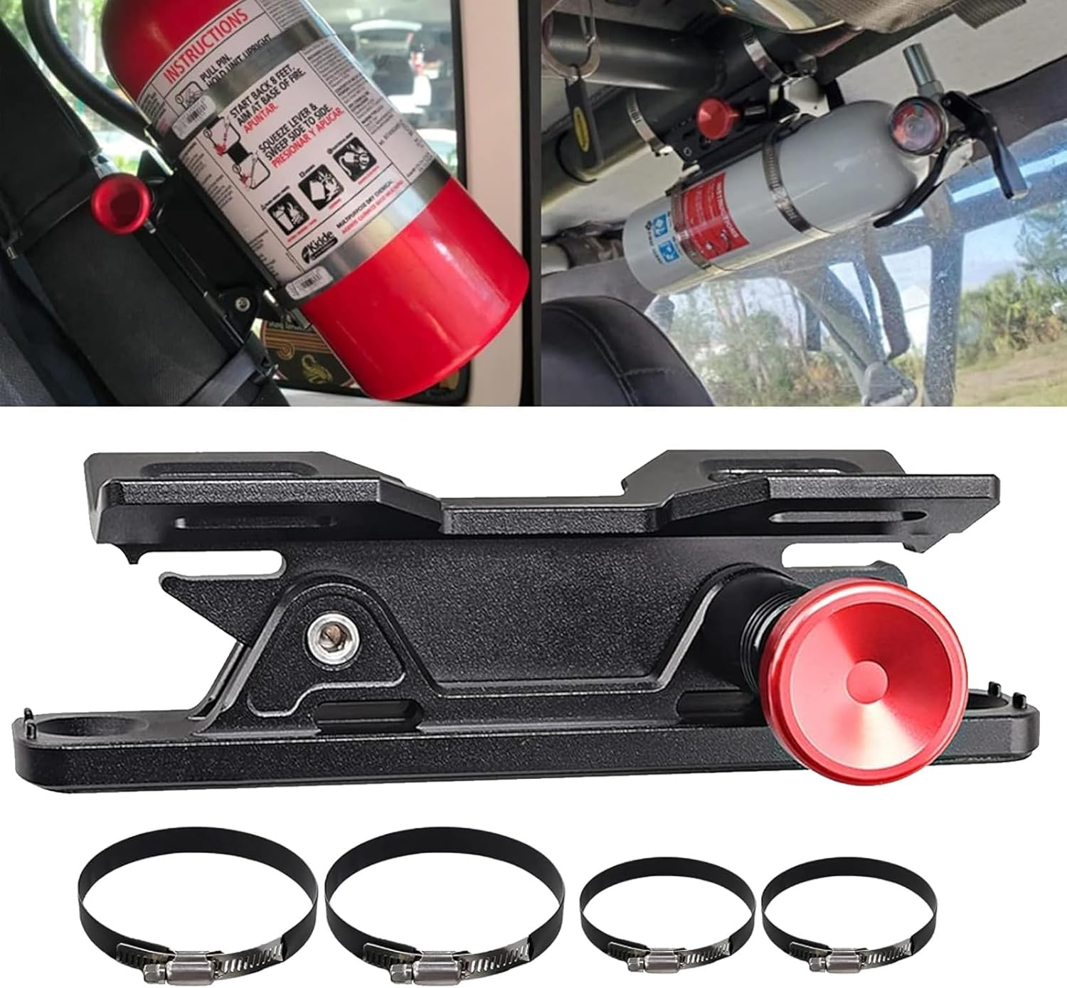 Samman Fire Extinguisher Mount Bracket, Aluminum UTV Quick Release Fire Extinguisher Holder Compatible with Jeep Wrangler JK Polaris Ranger Cam-Am X3 image number 5