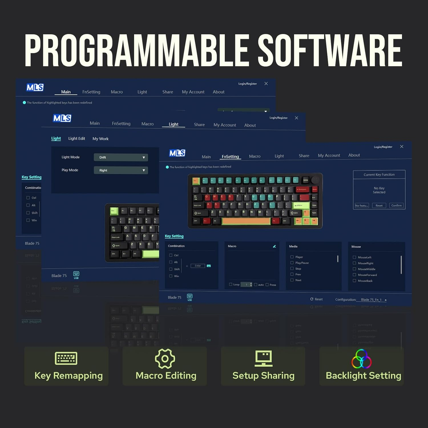 Mechlands Blade75 Wireless Aluminum Mechanical Gaming Keyboard, Gasket Creamy Keyboard, Bt5.0/2.4Ghz/Usb-C Hot Swappable Custom Keyboard with Knob, RGB Backlit, NKRO for Win/Mac/Games/Office (Black) image number 3