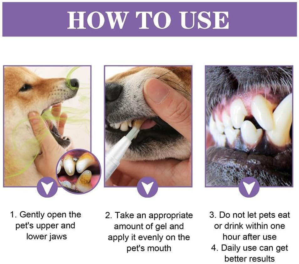 3PC Pet Oral Repair Gel Teeth Brushing Cleaner Gel Natural Dog Toothpaste Gel Eliminate Bad & Pet Freshener Breath Cats for Dogs Pets Breath Tooth for Freshener Pets Dogs Cleaner Oral Gel Clea image number 6