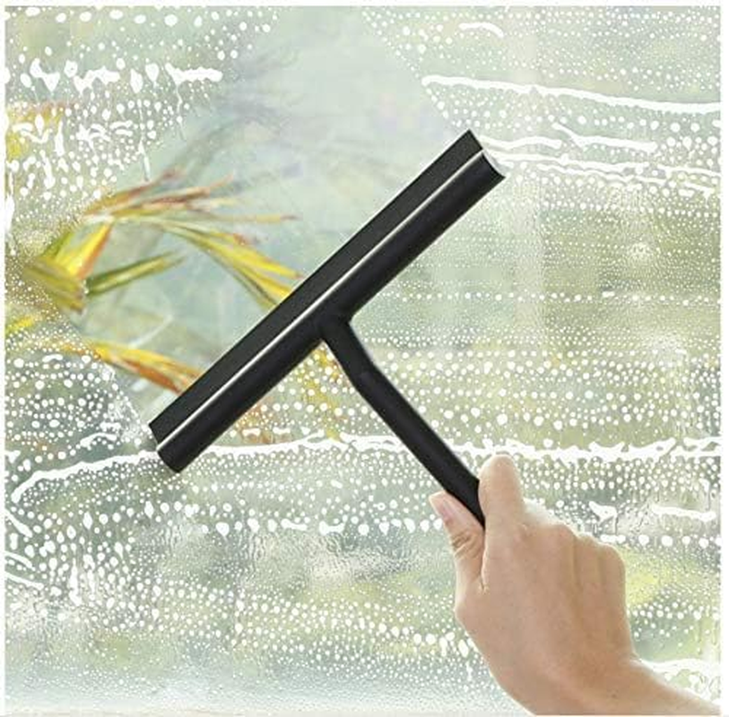 IMEEA Shower Squeegee 8-Inch/21Cm Silicone Window Squeegee Scraper Black Shower Wiper with Hanger for Bathroom Door Screen Mirror Glass image number 2